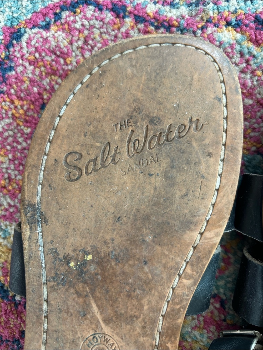 Salt Water | Women’s Black Leather Original Classic Strappy Sandals Size 8 - Picture 14 of 16